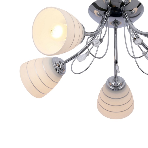 Simpli Lampa Wisząca 5*40W E27 Chrom Z Kryształkiem+Klosz Z Paskiem Candellux