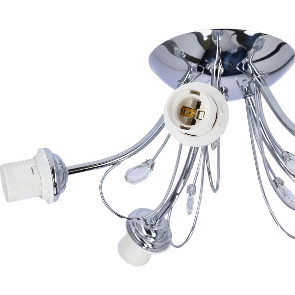 Simpli Lampa Wisząca 5*40W E27 Chrom Z Kryształkiem+Klosz Z Paskiem Candellux