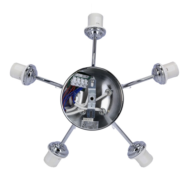 Simpli Lampa Wisząca 5*40W E27 Chrom Z Kryształkiem+Klosz Z Paskiem Candellux