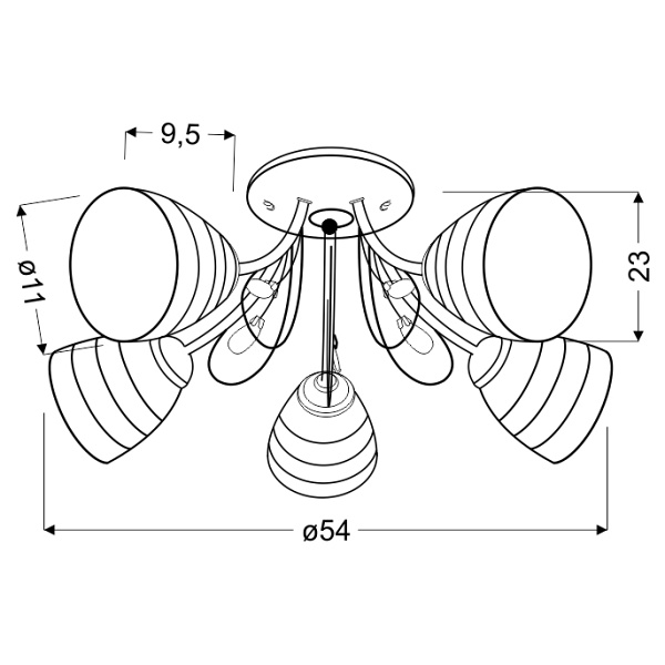 Simpli Lampa Wisząca 5*40W E27 Chrom Z Kryształkiem+Klosz Z Paskiem Candellux