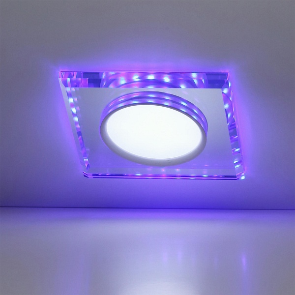 Ssp-22 Ch/Tr+Bl 8W Led 230V Ring Led Niebieski Oczko Sufitowe Lampa Sufitowa Stała Kwadratowa Szkło Transparentne Candellux