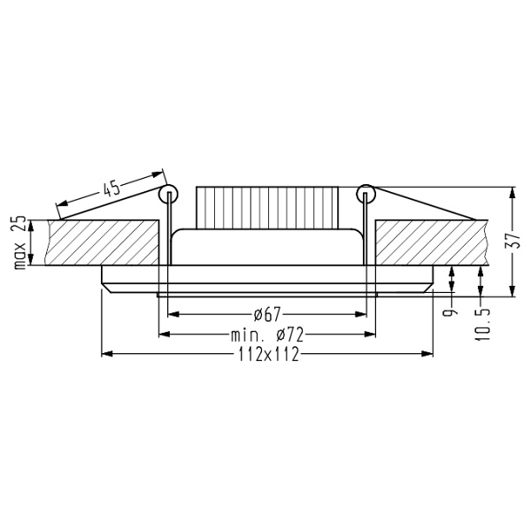 Ssp-22 Ch/Tr+Bl 8W Led 230V Ring Led Niebieski Oczko Sufitowe Lampa Sufitowa Stała Kwadratowa Szkło Transparentne Candellux