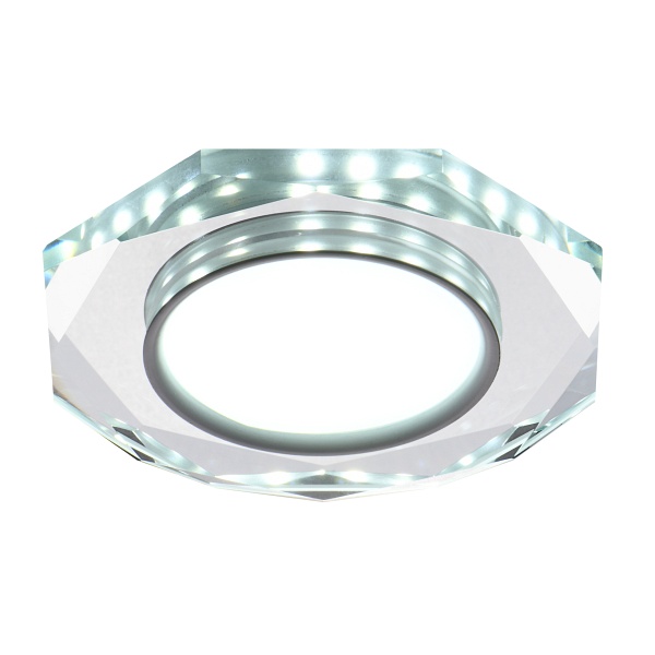 Ssp-24 Ch/Tr+Wh 8W Led 230V Ring Led Biały Oczko Sufitowe Lampa Sufitow Ośmiokątna Szkło Transparentne Candellux