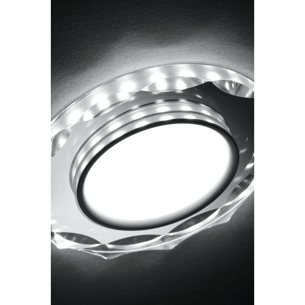 Ssp-25 Ch/Tr+Wh 8W Led 230V Ring Led Biały Oczko Sufitowe Lampa Sufitowa Okrągła Szlif Szkło Transparentne Candellux