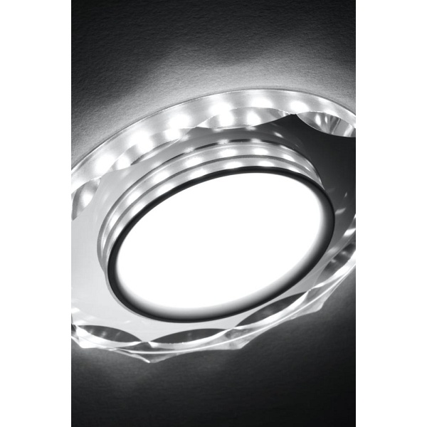 Ssp-25 Ch/Tr+Wh 8W Led 230V Ring Led Biały Oczko Sufitowe Lampa Sufitowa Okrągła Szlif Szkło Transparentne Candellux
