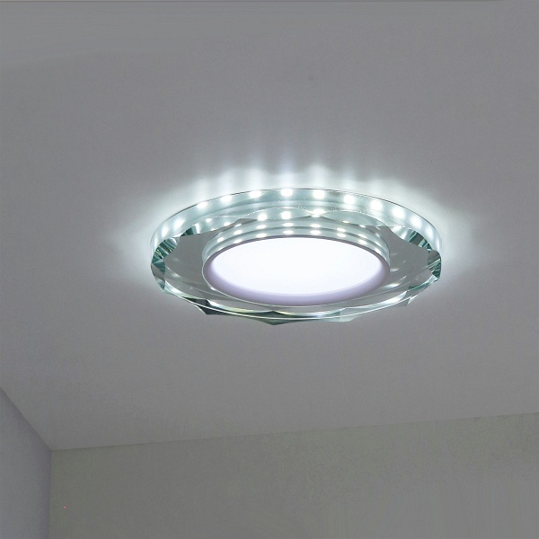Ssp-25 Ch/Tr+Wh 8W Led 230V Ring Led Biały Oczko Sufitowe Lampa Sufitowa Okrągła Szlif Szkło Transparentne Candellux