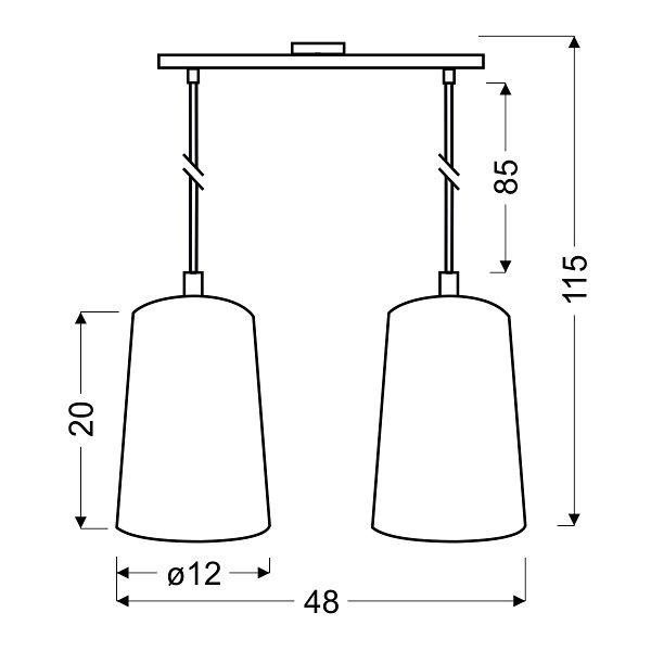 Vista Lampa Wisząca 2X60W E27 Biały Candellux
