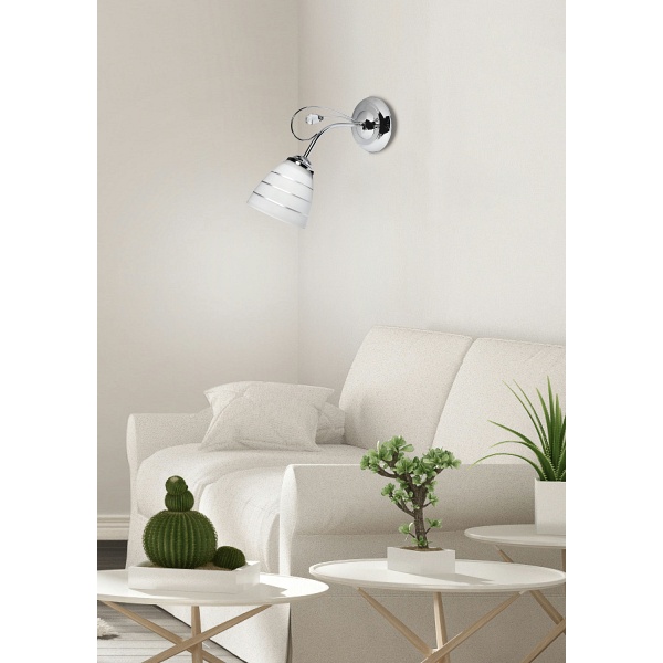 Simpli Lampa Kinkiet 1*40W E27 Chrom Z Kryształkiem+Klosz Z Paskiem Candellux