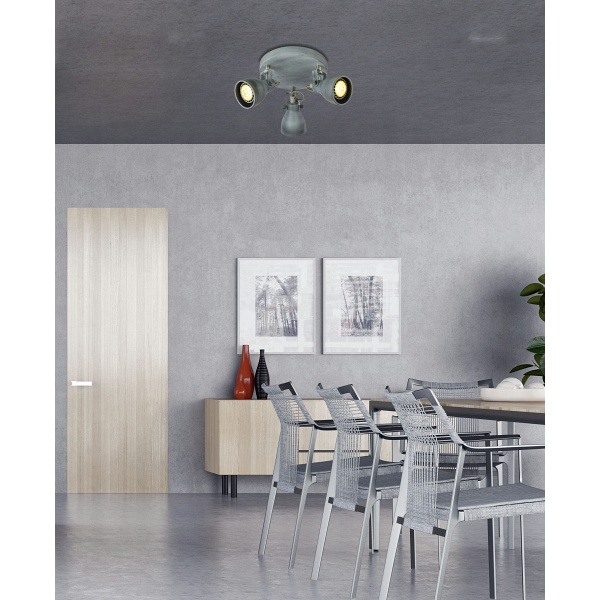 Ash Lampa Sufitowa Plafon 3X40W Gu10 Szary Mat Candellux