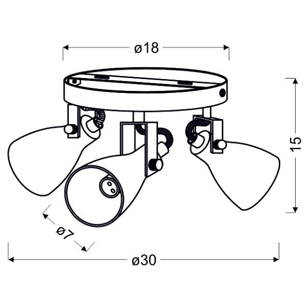 Ash Lampa Sufitowa Plafon 3X40W Gu10 Szary Mat Candellux