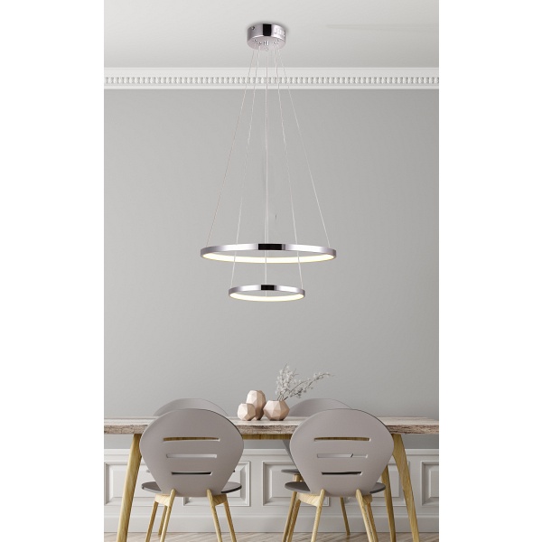 Lune Lampa Wisząca 50 Okrągły Podwójny 40W Led 4000K Chrom Candellux