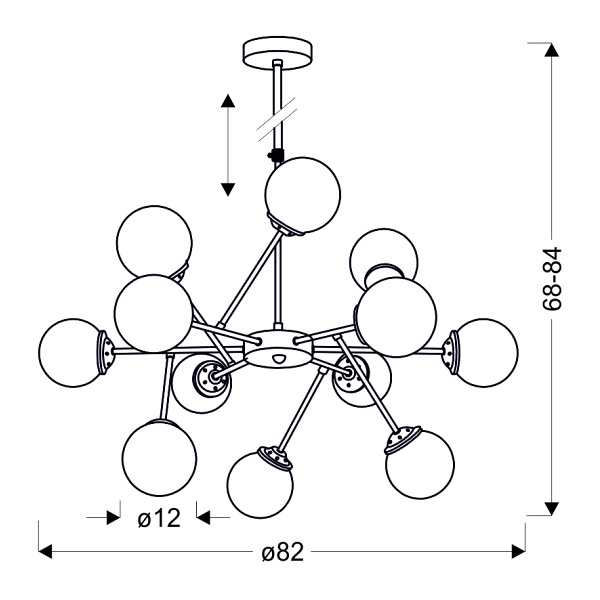 Best Lampa Wisząca 12X40W E14 Chrom+Miedź Candellux