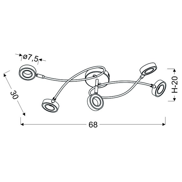 Vinola Lampa Sufitowa Plafon 5X5W Led Chrom 3000K Candellux