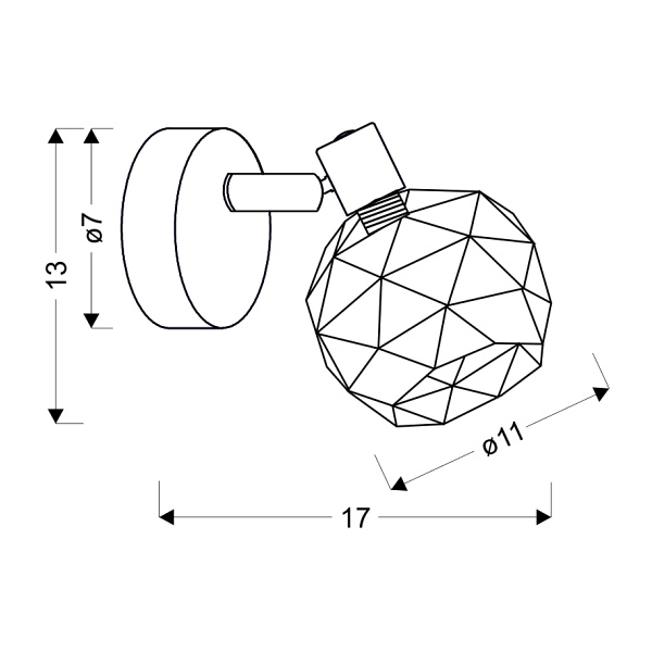 Acrobat Lampa Kinkiet 1X40W E14 Czarny Klosz Złoty Candellux