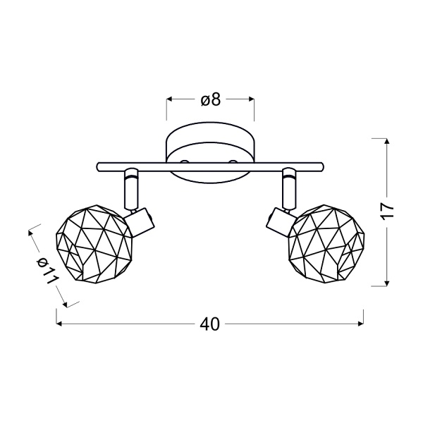 Acrobat Lampa Sufitowa Listwa 2X40W E14 Czarny Klosz Złoty Candellux