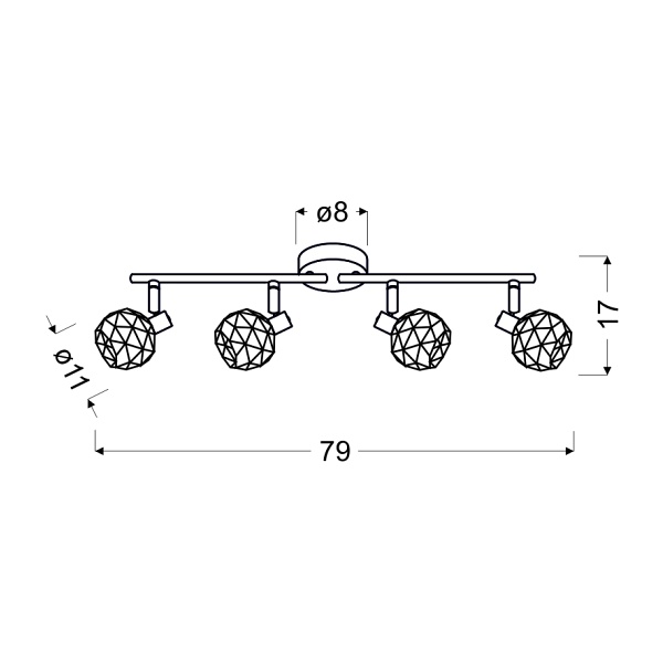 Lampa Acrobat Listwa 4X40W E14 Czarny Klosz Złoty Candellux