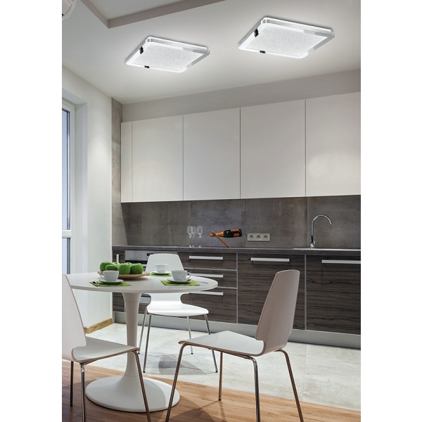 Nexit Lampa Sufitowa Plafon 40X40 24W Led Ip44 Chrom+Granila 3000K Candellux