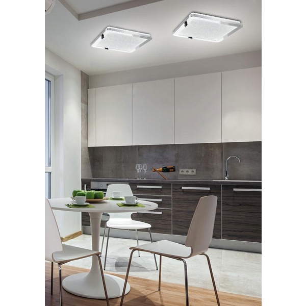 Nexit Lampa Sufitowa Plafon 40X40 24W Led Ip44 Chrom+Granila 3000K Candellux