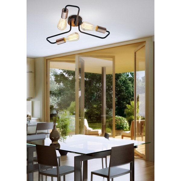 Herpe Lampa Sufitowa 3X60W E27 Czarny Candellux