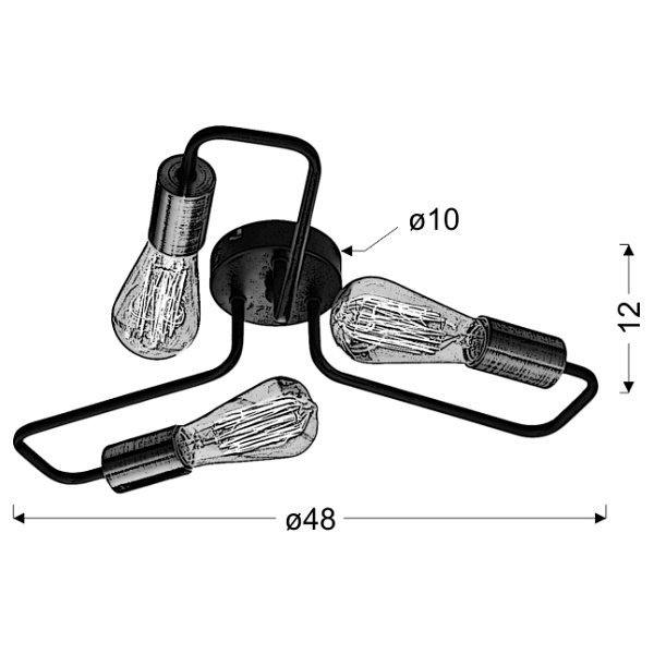 Herpe Lampa Sufitowa 3X60W E27 Czarny Candellux