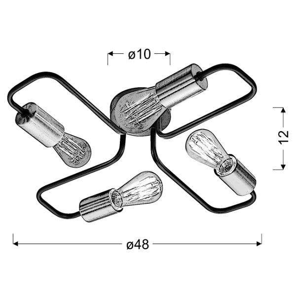 Herpe Lampa Sufitowa 4X60W E27 Czarny Candellux