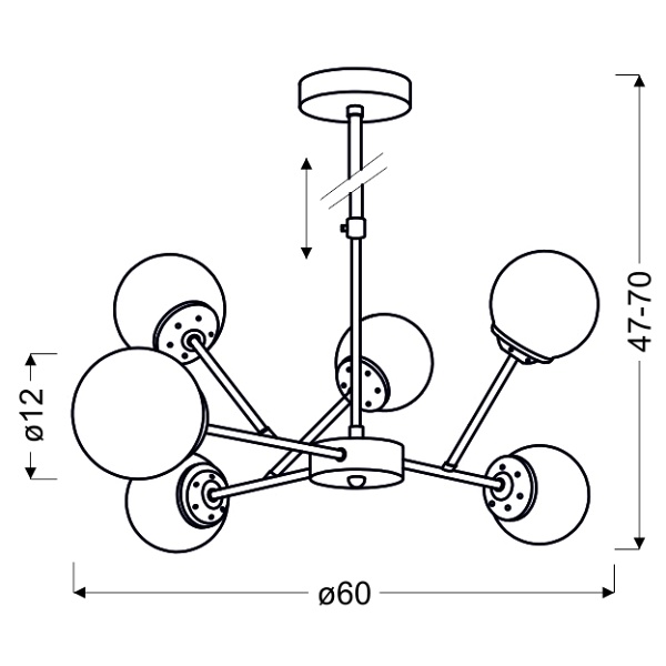 Best Lampa Wisząca 6X40W E14 Chrom+Miedź Candellux