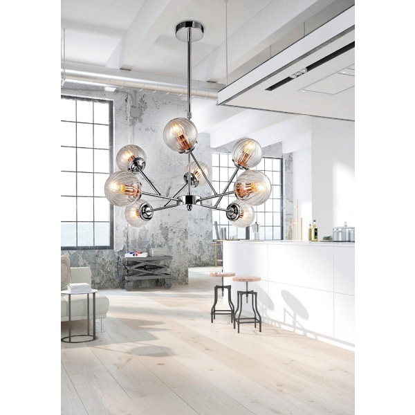 Best Lampa Wisząca 8X40W E14 Chrom+Miedź Candellux