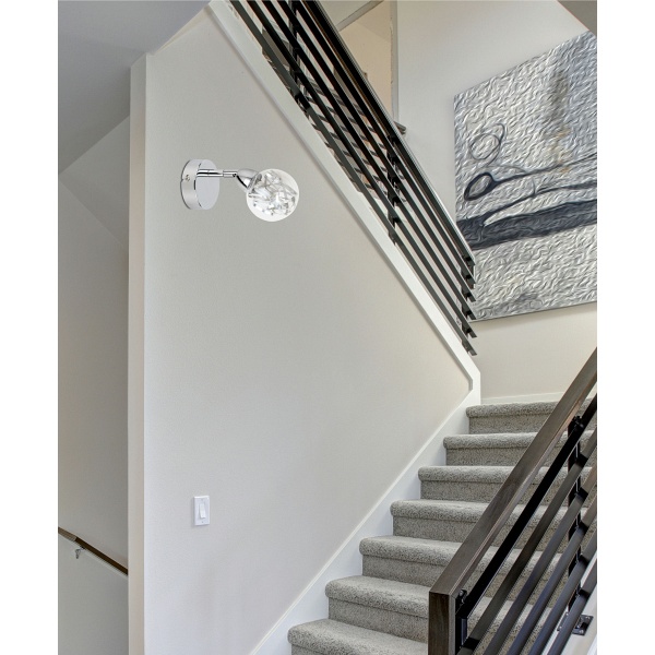 Bolo Lampa Kinkiet 1X6W Led Smd Główka 6 Okrągła 1E Z Przegubem Klosz Wymienny Kd System Chrom/Bezbarwny Candellux