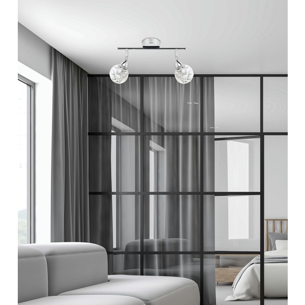 Bolo Lampa Sufitowa Listwa 2X6W Led Smd Główka Okrągła 1E Z Przegubem Klosz Wymienny Kd System Chrom/Bezbarwny Candellux