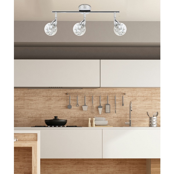 Bolo Lampa Sufitowa Listwa 3X6W Led Smd Główka Okrągła 1E Z Przegubem Klosz Wymienny Kd System Chrom/Bezbarwny Candellux