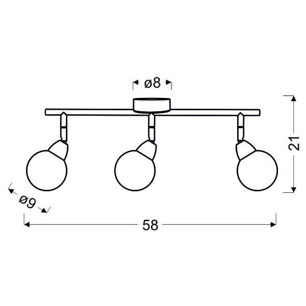 Bolo Lampa Sufitowa Listwa 3X6W Led Smd Główka Okrągła 1E Z Przegubem Klosz Wymienny Kd System Chrom/Bezbarwny Candellux