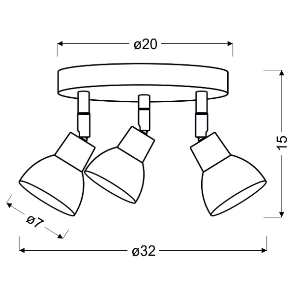 Roy Lampa Sufitowa Plafon 3X5W Led Cob Główka Okrągła 1E Z Przegubem Kd System Biały Candellux