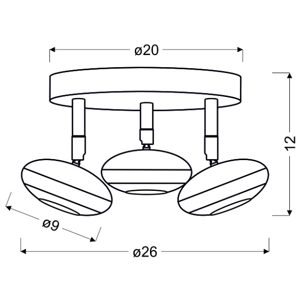 Skipper Lampa Sufitowa Plafon 3X6W Led Cob Główka Okrągła 1E Z Przegubem Kd System Chrom Candellux