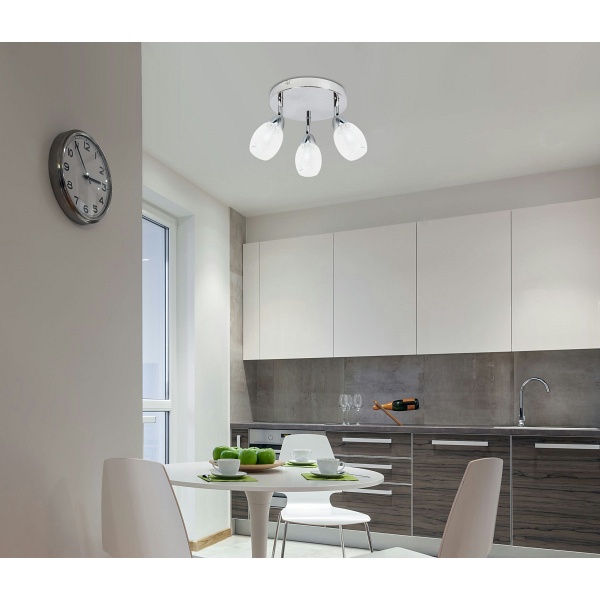 Rico Lampa Sufitowa Plafon 3X6W Led Smd Główka Okrągła 1E Z Przegubem Kd System Klosz Wymienny Chrom/Bezbarwny Candellux