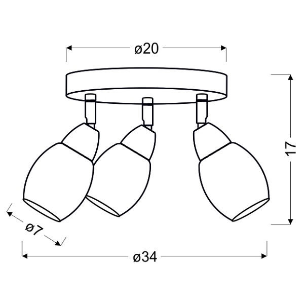 Rico Lampa Sufitowa Plafon 3X6W Led Smd Główka Okrągła 1E Z Przegubem Kd System Klosz Wymienny Chrom/Bezbarwny Candellux