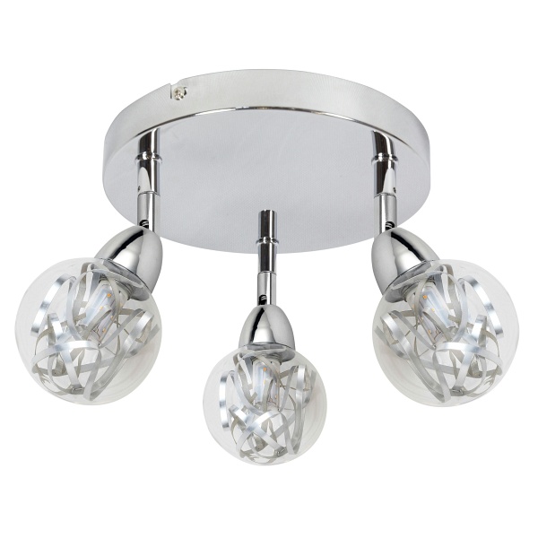 Bolo Lampa Sufitowa Plafon 3X6W Led Smd Główka Okrągła 1E Z Przegubem Klosz Wymienny Kd System Chrom/Bezbarwny Candellux