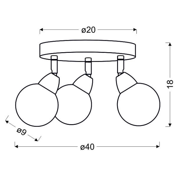 Bolo Lampa Sufitowa Plafon 3X6W Led Smd Główka Okrągła 1E Z Przegubem Klosz Wymienny Kd System Chrom/Bezbarwny Candellux