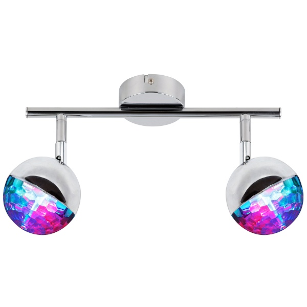 Party Lampa Sufitowa Listwa 2X3W Led Rgb Główka Okrągła 1E Z Przegubem Kd System Chrom Candellux