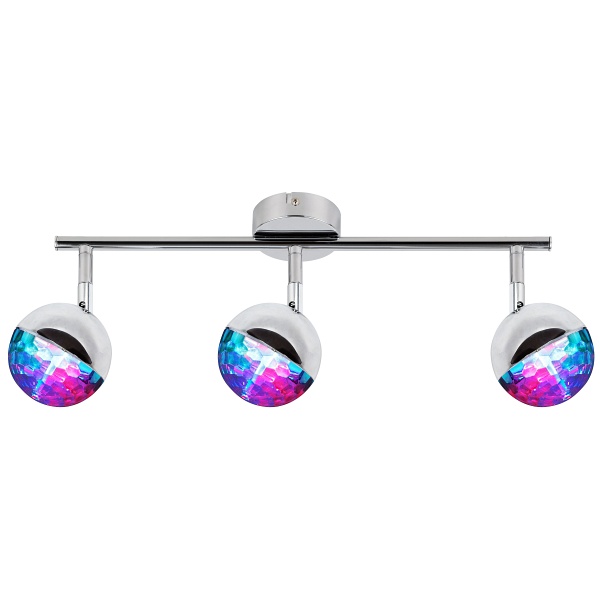 Party Lampa Sufitowa Listwa 3X3W Led Rgb Główka Okrągła 1E Z Przegubem Kd System Chrom Candellux