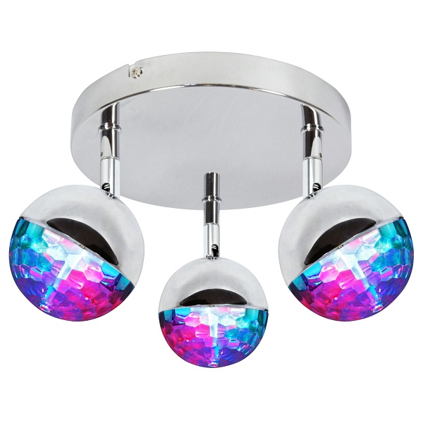 Party Lampa Sufitowa Plafon 3X3W Led Rgb Główka Okrągła 1E Z Przegubem Kd System Chrom Candellux