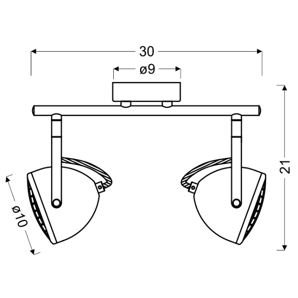 Pent Lampa Sufitowa Listwa 2X50W Gu10 Betonowy Szary Candellux
