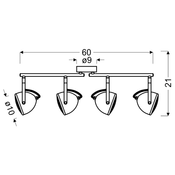 Pent Lampa Sufitowa Listwa 4X50W Gu10 Betonowy Szary Candellux