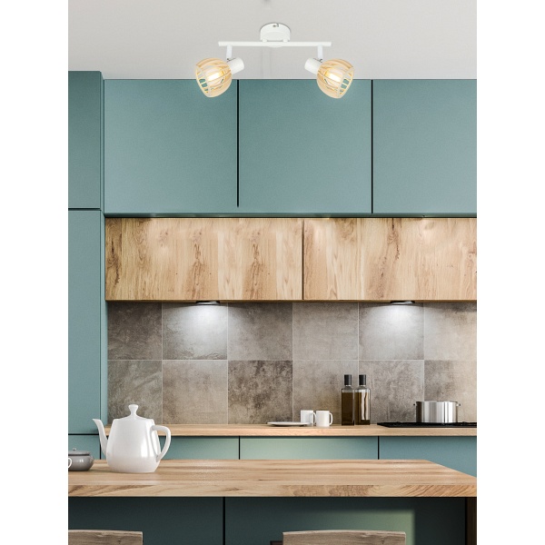 Atarri Lampa Sufitowa Listwa 2X25W E14 Biały+Drewno Candellux