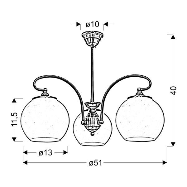 Orbit Lampa Wisząca 3X60W E27 Patynowa Miedź Candellux