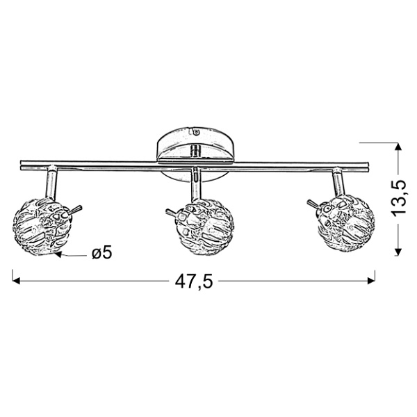 Bombola Lampa Sufitowa Listwa 3X40W G9 Chrom Bez Żarówek Candellux