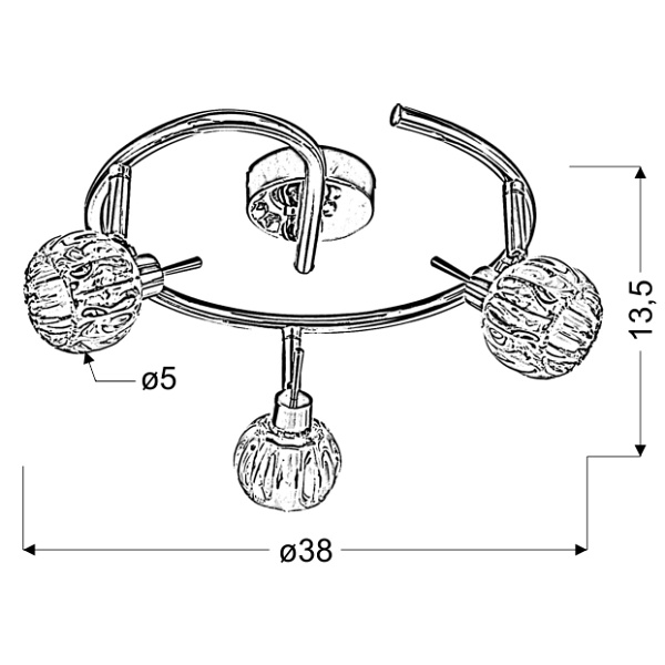 Bombola Lampa Sufitowa Spirala 3X40W G9 Chrom Bez Żarówek Candellux