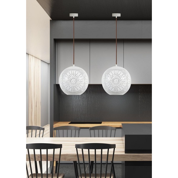 Bene Lampa Wisząca 25 Kula S 1X60W E27 Ażurowy Biały Candellux