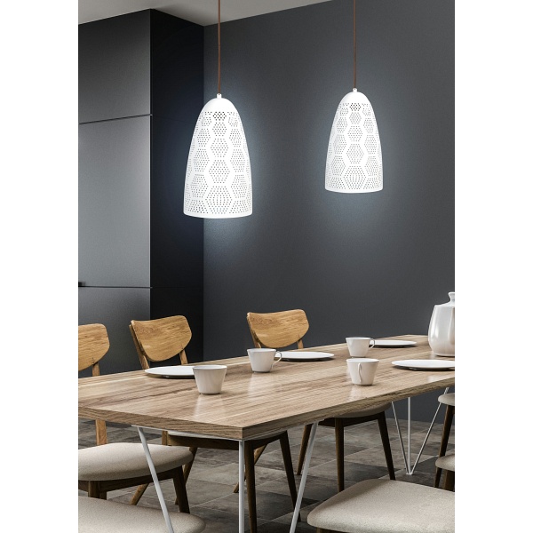 Bene Lampa Wisząca 20/33 Stożek 1X60W E27 Ażurowy Biały Candellux