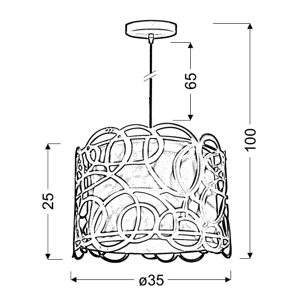 Imagine 2 Lampa Wisząca 35 1X60W E27 Biało Czarny Candellux