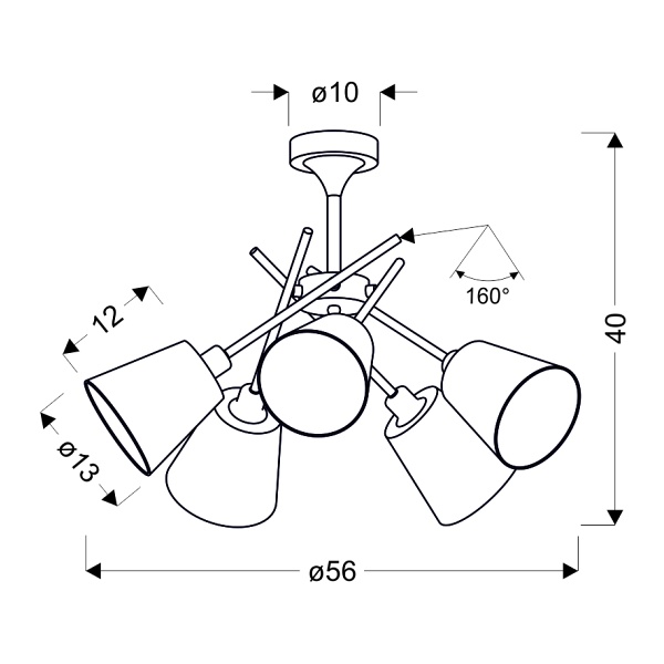 Vox Lampa Wisząca 5X40W E14 Chrom Z Abażurem Candellux